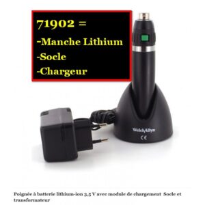 POIGNEE RECHARGEABLE LITHIUM-ION AVEC SOCLE ET CHARGEUR