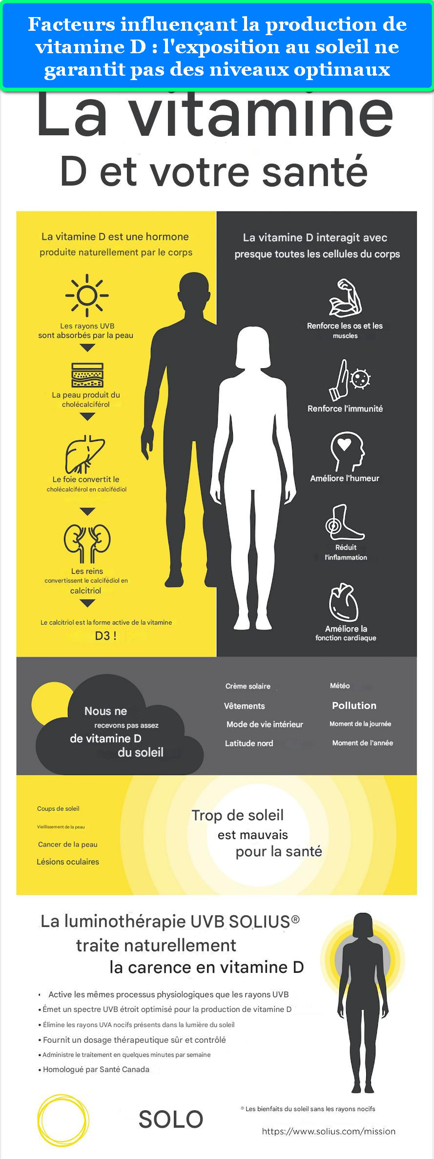 Facteurs influençant la production de vitamine D l'exposition au soleil ne garantit pas des niveaux optimaux